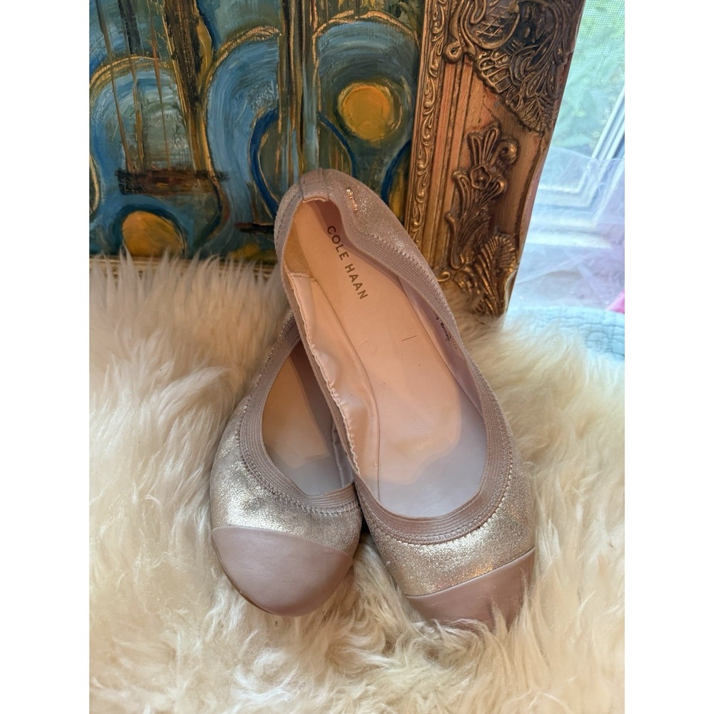 Cole Haan Women's Gold Metallic Leather Cushioned Ballet Elbridge Flats Size 7 - Picture 8 of 11